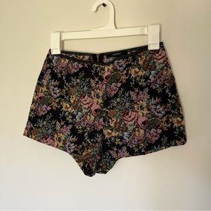 High Waist Booty Shorts Grandma Couch Material (Frieze/Tapestry) - Small